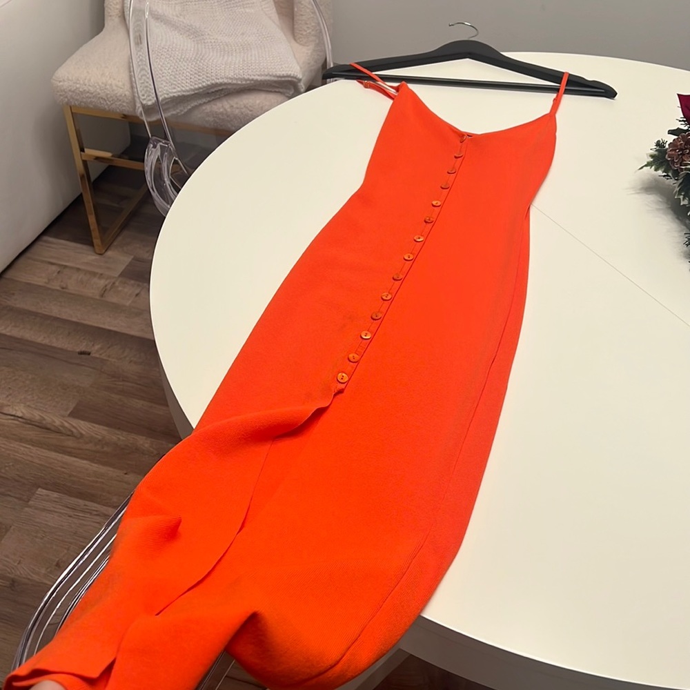 Orange fitted maxi dress size S